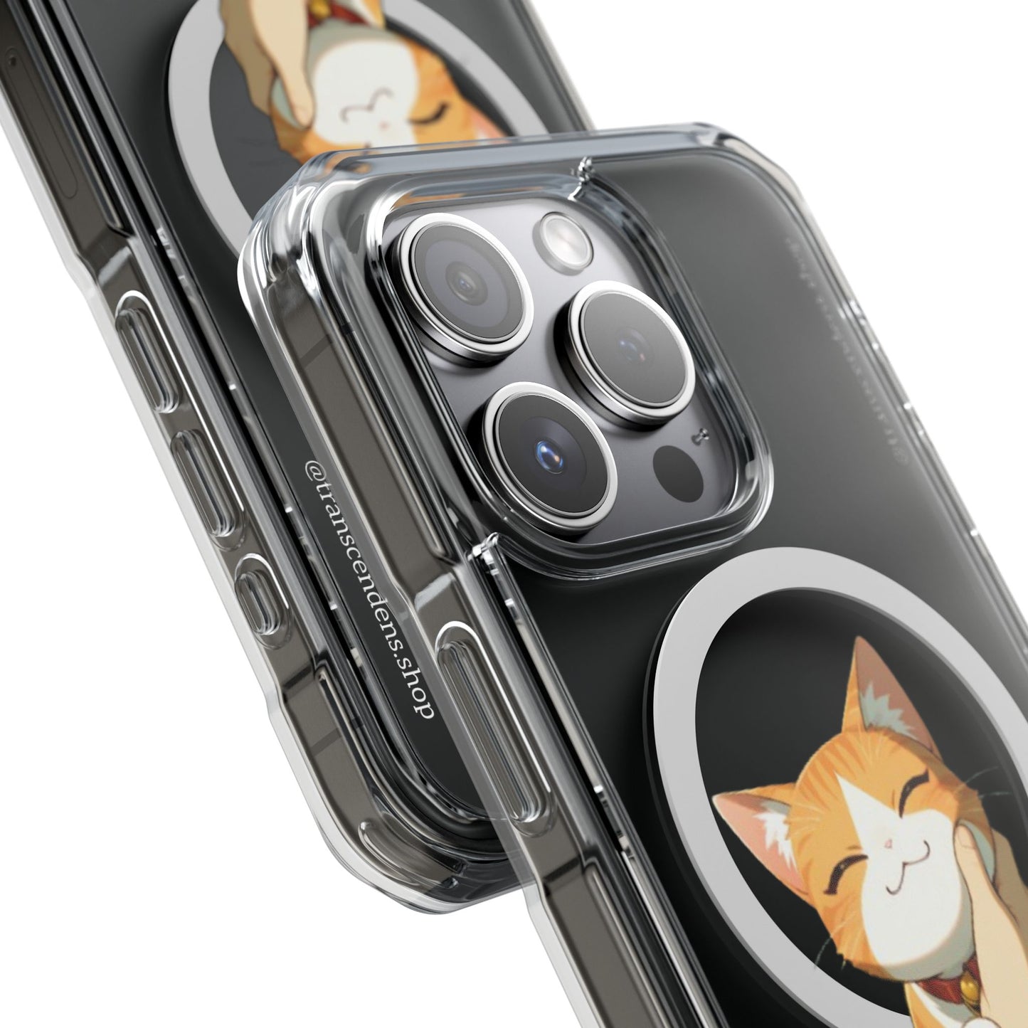 Transcendens Orange Cat Magnetic Clear Impact Cases