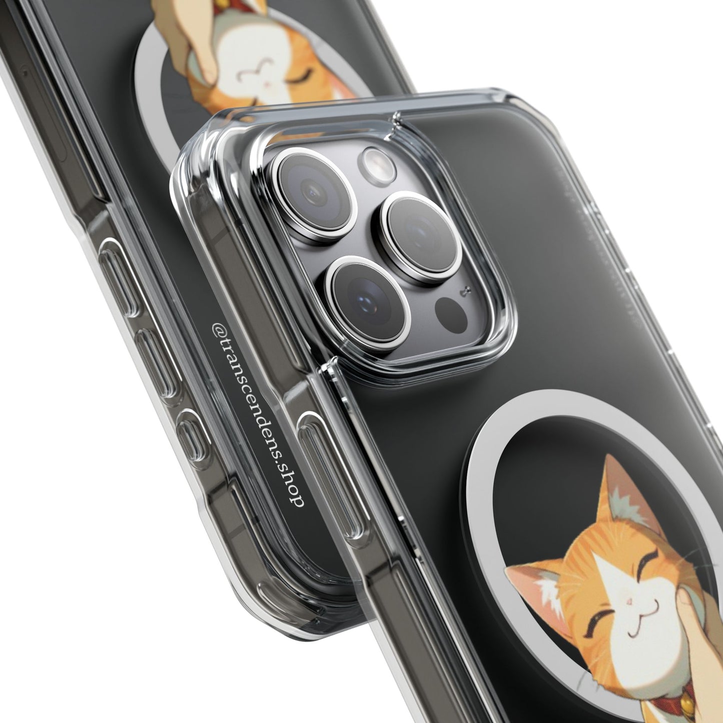 Transcendens Orange Cat Magnetic Clear Impact Cases