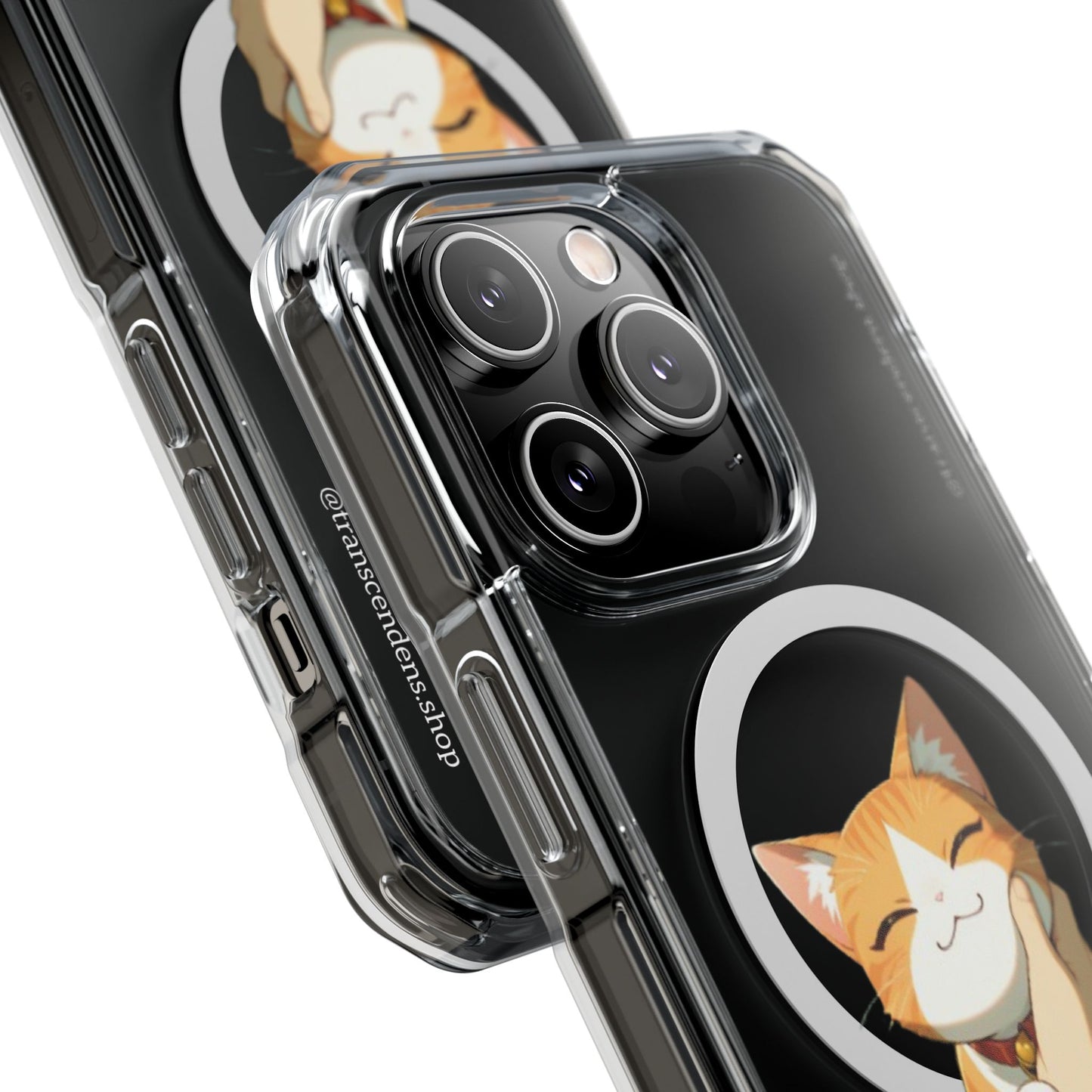 Transcendens Orange Cat Magnetic Clear Impact Cases