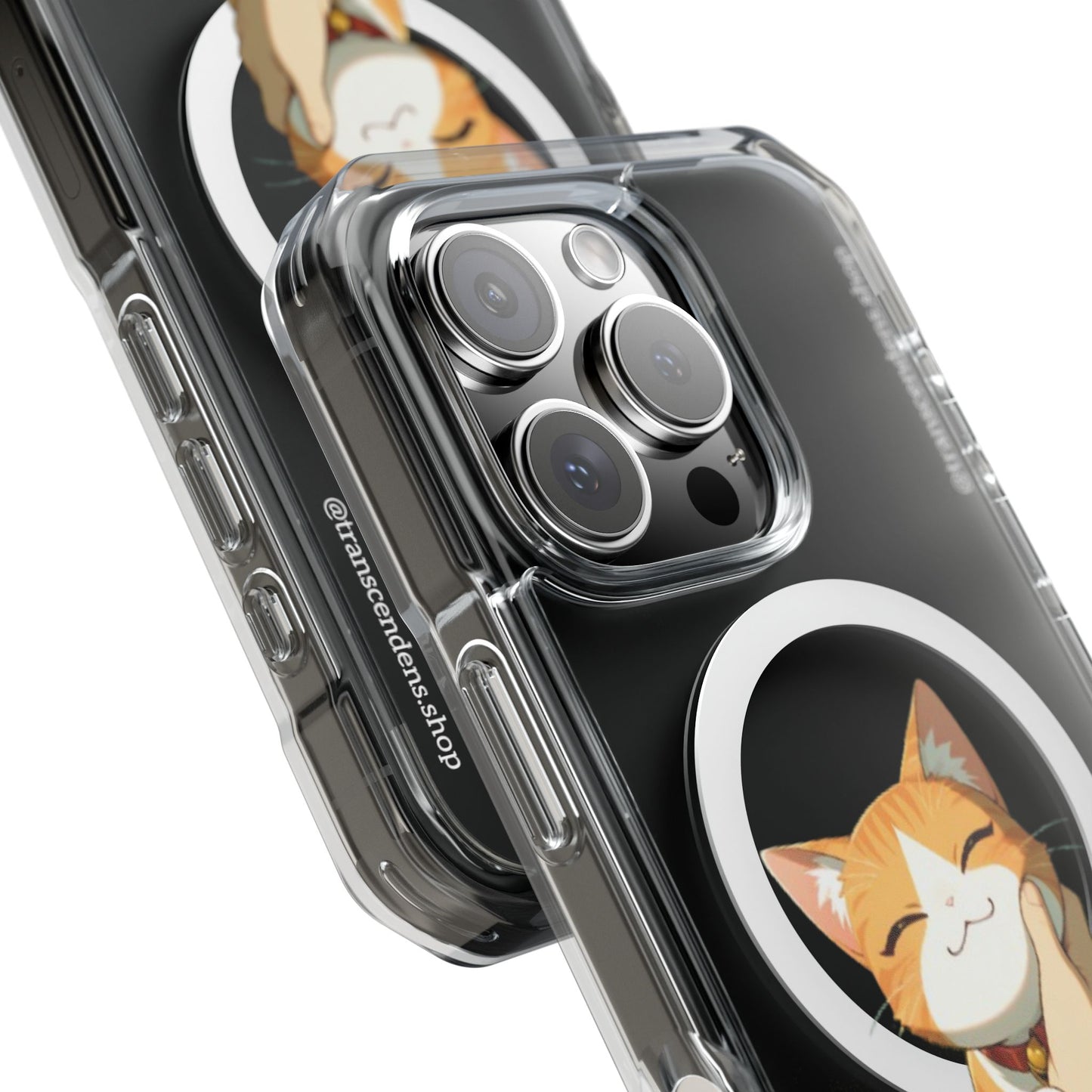 Transcendens Orange Cat Magnetic Clear Impact Cases