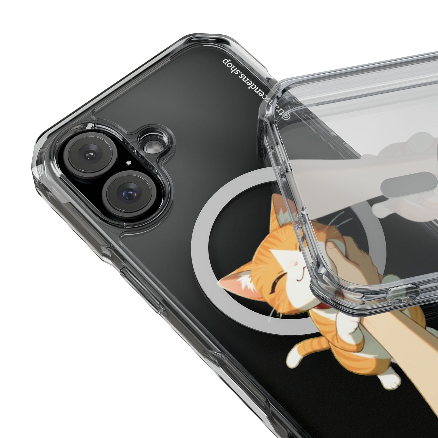 Transcendens Orange Cat Magnetic Clear Impact Cases