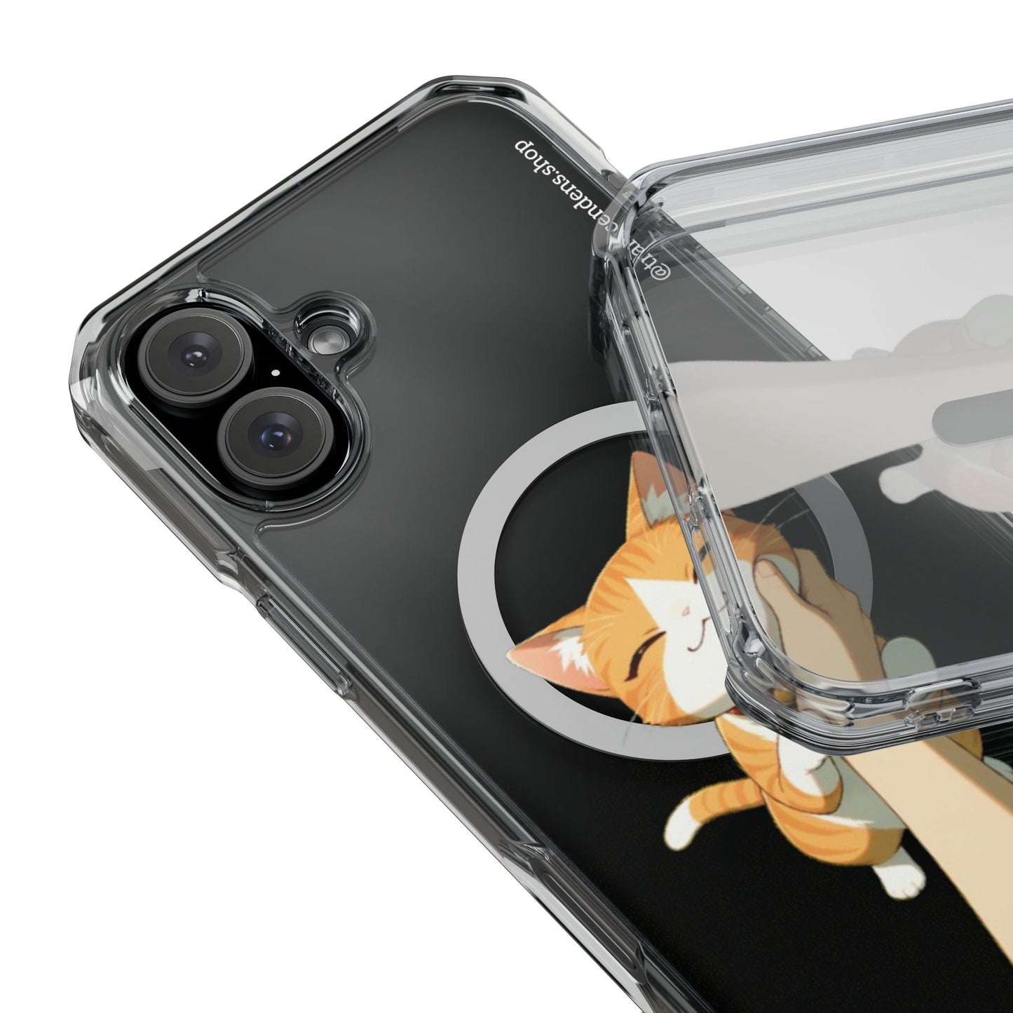 Transcendens Orange Cat Magnetic Clear Impact Cases